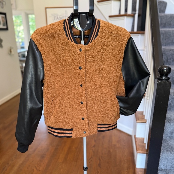 BLANKNYC Sherpa Varsity Jacket, Size Medium - Picture 3 of 4